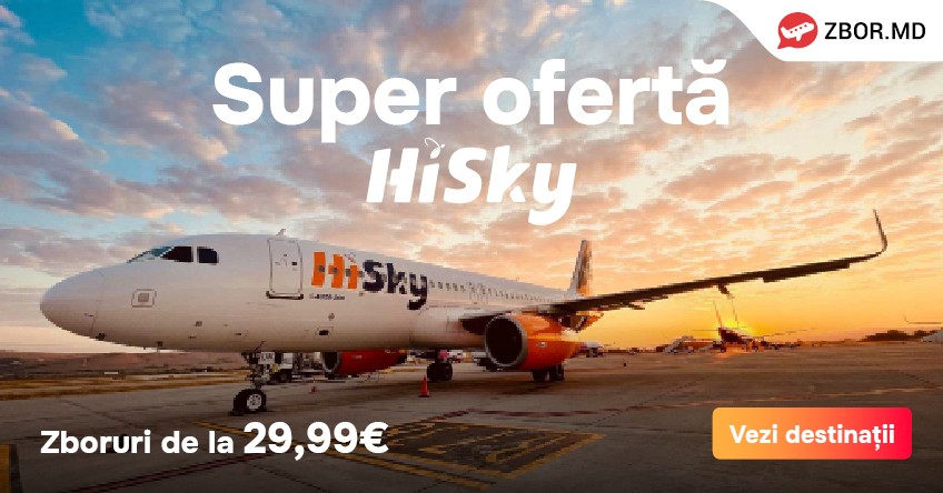 Super Ofertă de la Hisky Aero! Bilete de avion de la doar 29,99 euro spre Milano, Veneția, Paris, Frankfurt, Dublin și Tel Aviv!