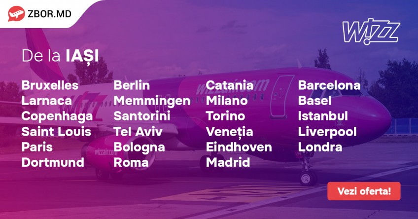 Către ce destinații poți zbura cu Wizz Air de la Iași