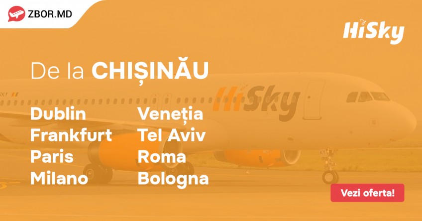 Toate destinațiile spre care zboară HiSky de la Chișinău